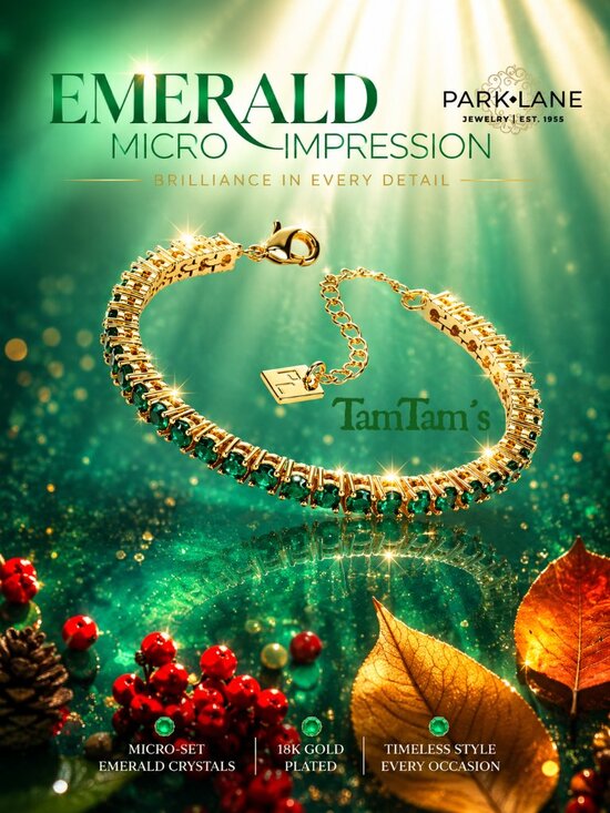 Park Lane Jewelry - Park Lane Emerald Micro Tennis Impression Bracelet